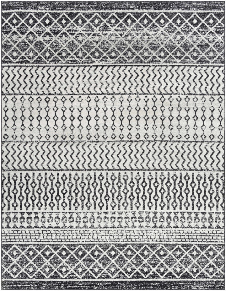 Tribal look Ivory and Charcoal Traditional Geometrical Design Rug - The Rug Decor