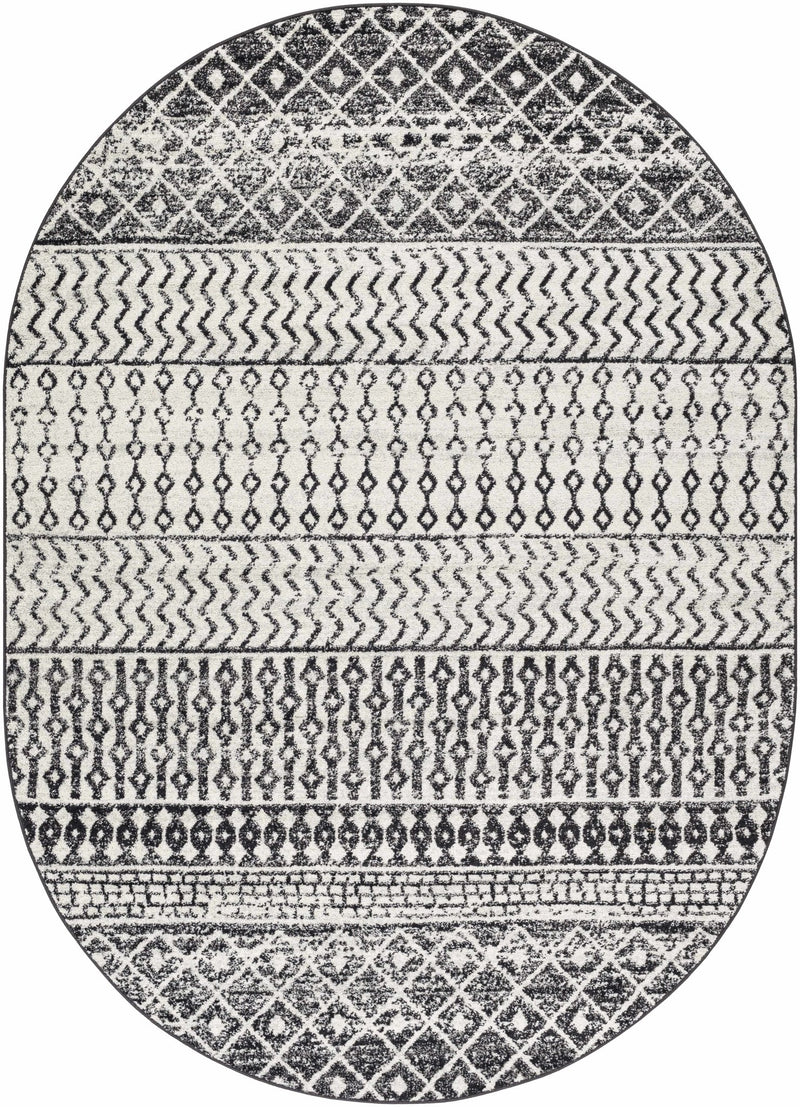 Tribal look Ivory and Charcoal Traditional Geometrical Design Rug - The Rug Decor