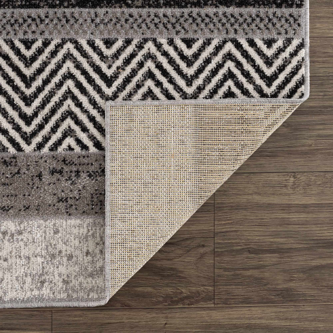 Tribal Pattern Premium look Silver, Charcoal, Gray and Brown easy Washable Rug - The Rug Decor