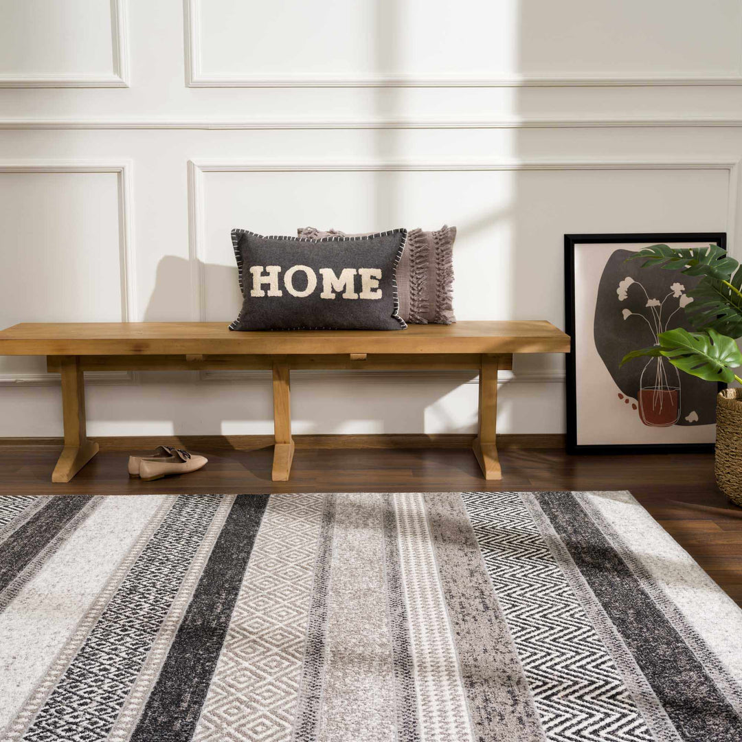 Tribal Pattern Premium look Silver, Charcoal, Gray and Brown easy Washable Rug - The Rug Decor