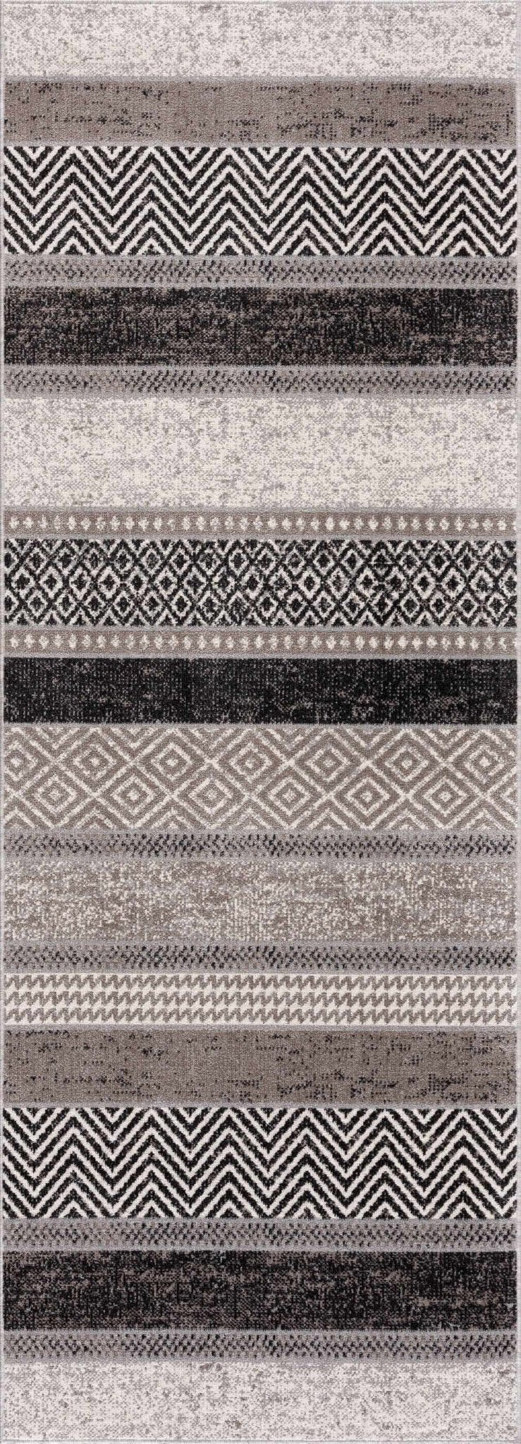 Tribal Pattern Premium look Silver, Charcoal, Gray and Brown easy Washable Rug - The Rug Decor