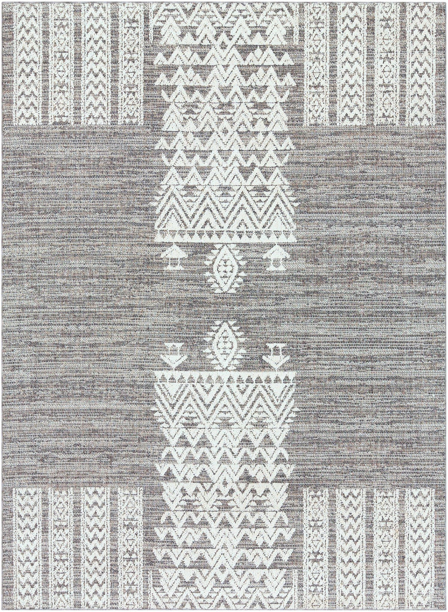 Tribal style Premium look Charcoal and Ivory Machine woven Multi Size Outdoor Rug - The Rug Decor