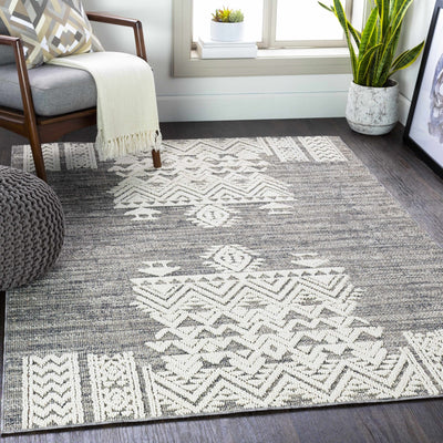 Tribal style Premium look Charcoal and Ivory Machine woven Multi Size Outdoor Rug - The Rug Decor