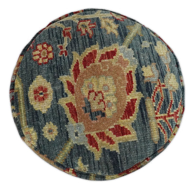 Turkish Antique Vintage Pouf, Footstool, Chair or Footrest made from fine woolen hand knotted Rug | TRD131 - The Rug Decor