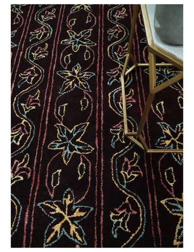 Vibrant 5x7 Hand Tufted Maroon and Gold Oriental Wool Area Rug | TRDMA36 - The Rug Decor