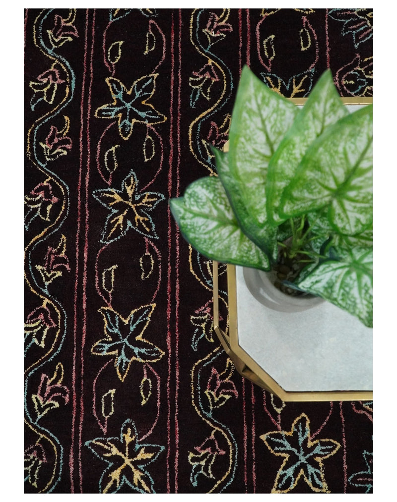 Vibrant 5x7 Hand Tufted Maroon and Gold Oriental Wool Area Rug | TRDMA36 - The Rug Decor