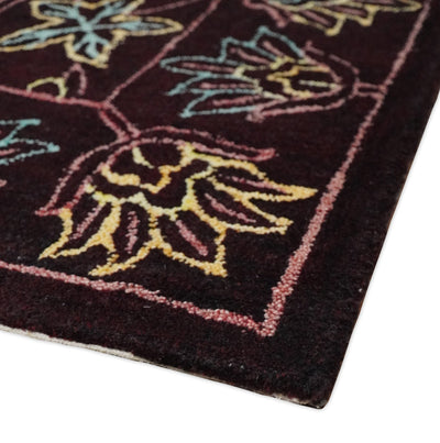 Vibrant 5x7 Hand Tufted Maroon and Gold Oriental Wool Area Rug | TRDMA36 - The Rug Decor