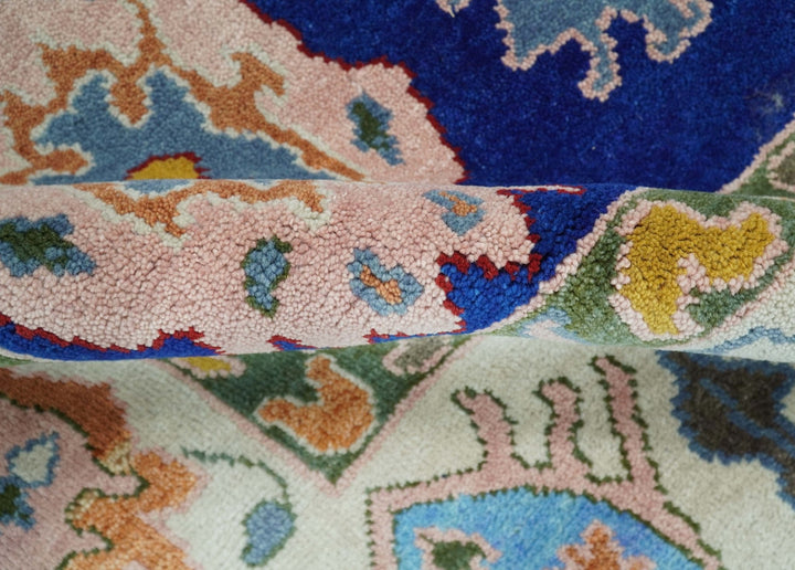 Vibrant 8x10 Hand Knotted Blue and Ivory Traditional Persian Eclectic Colorful Wool Rug | TRDCP776810 - The Rug Decor