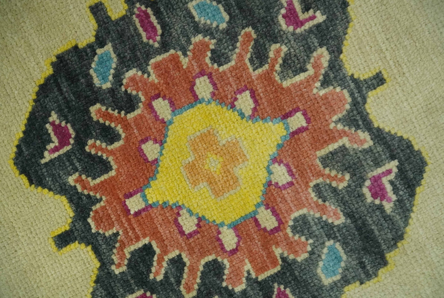 Vibrant Colorful Beige, Silver, Orange and Mustard Hand Knotted 9x12 Wool Area Rug - The Rug Decor