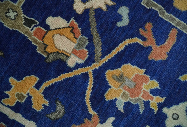 Vibrant Colorful Blue, Silver and Mustard Hand knotted Traditional Oushak Multi Size wool Area Rug - The Rug Decor