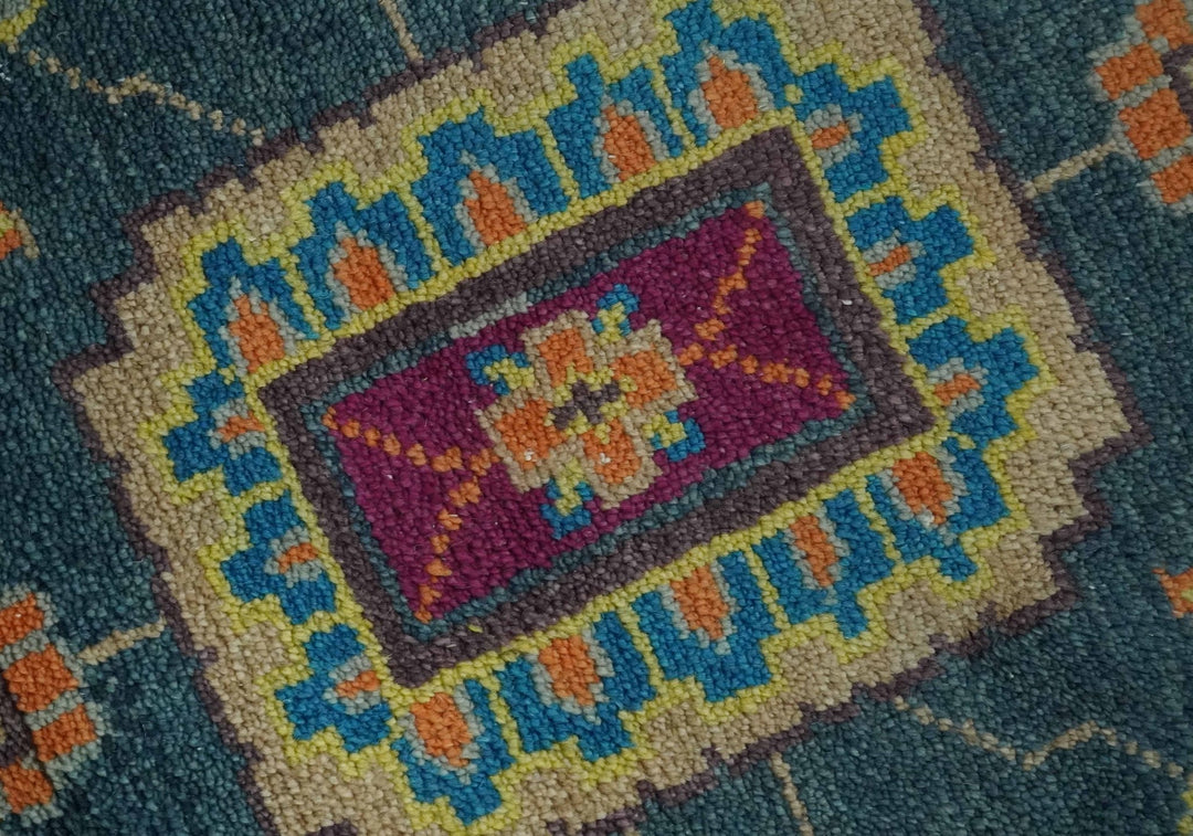 Vibrant Colorful Green, Silver, Mustard and Orange Hand Knotted Oriental Oushak Multi Size wool Area Rug - The Rug Decor