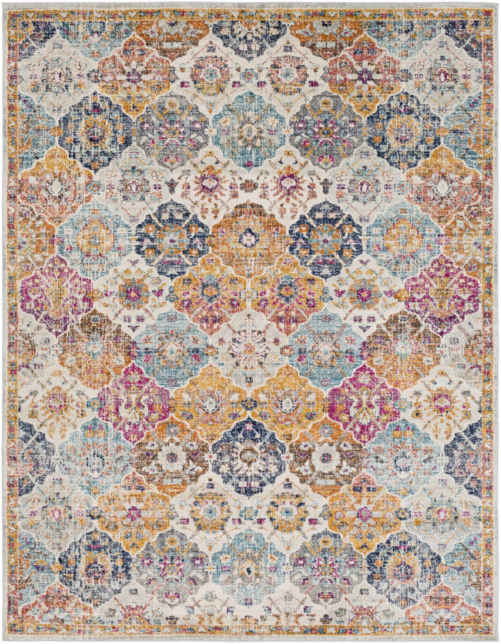 Vibrant Colorful Pink, Gold, Aqua and Blue Traditional Ikat Pattern Area Rug - The Rug Decor