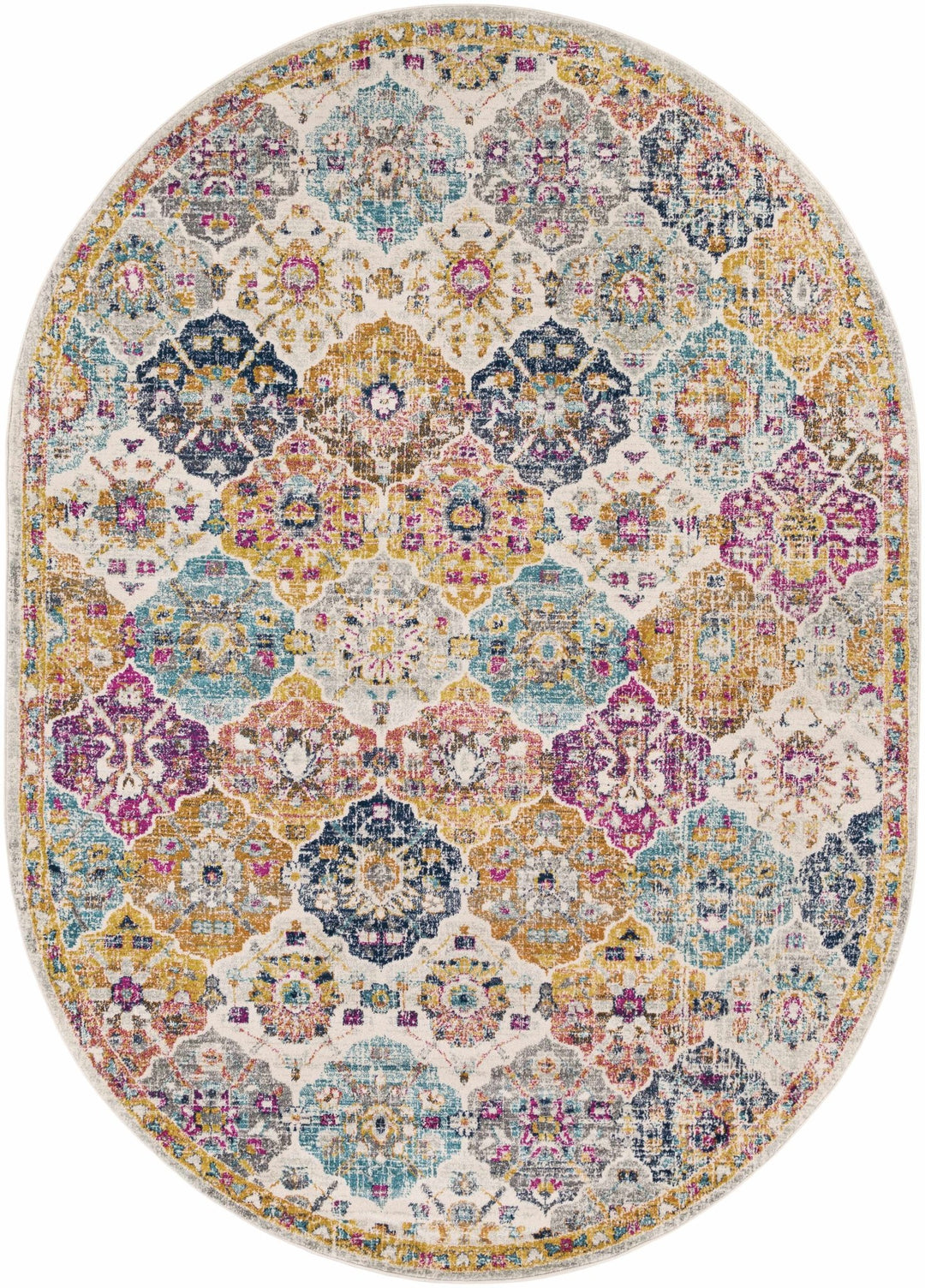 Vibrant Colorful Pink, Gold, Aqua and Blue Traditional Ikat Pattern Area Rug - The Rug Decor