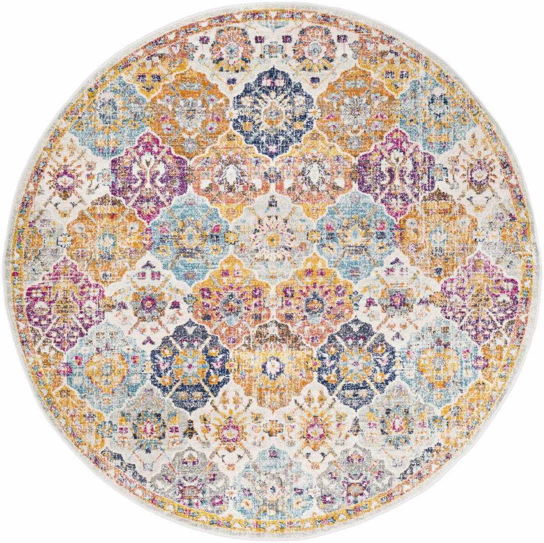 Vibrant Colorful Pink, Gold, Aqua and Blue Traditional Ikat Pattern Area Rug - The Rug Decor