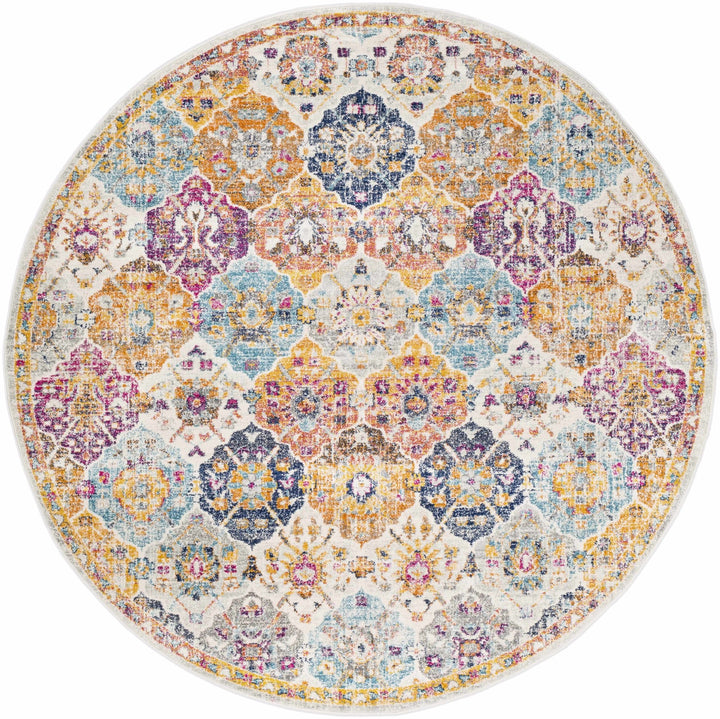 Vibrant Colorful Pink, Gold, Aqua and Blue Traditional Ikat Pattern Area Rug - The Rug Decor