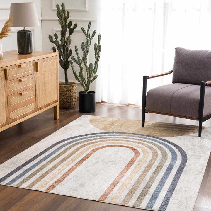 Vibrant Colorful Rainbow Design Kids Room Machine Washable Rug - The Rug Decor