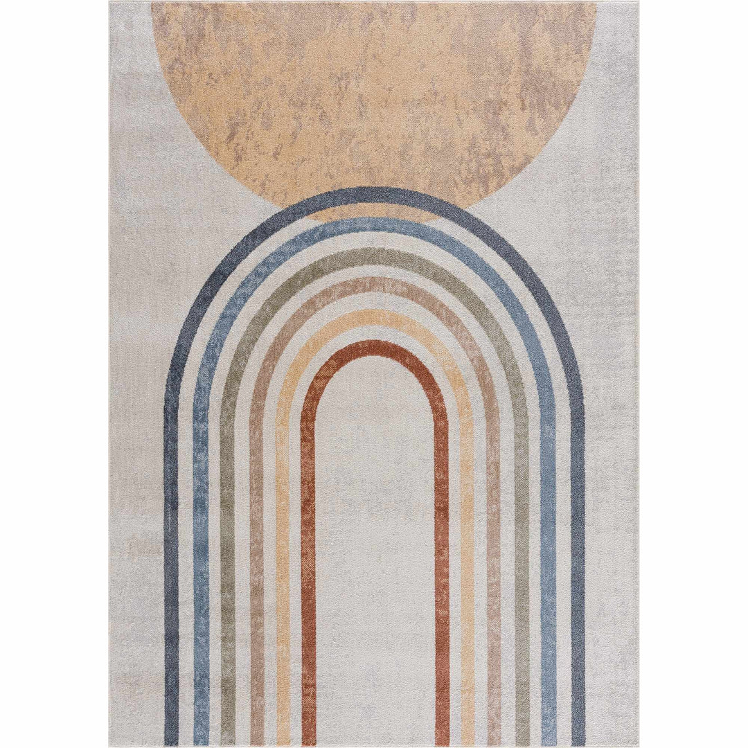 Vibrant Colorful Rainbow Design Kids Room Machine Washable Rug - The Rug Decor