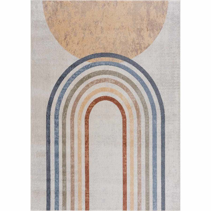Vibrant Colorful Rainbow Design Kids Room Machine Washable Rug - The Rug Decor