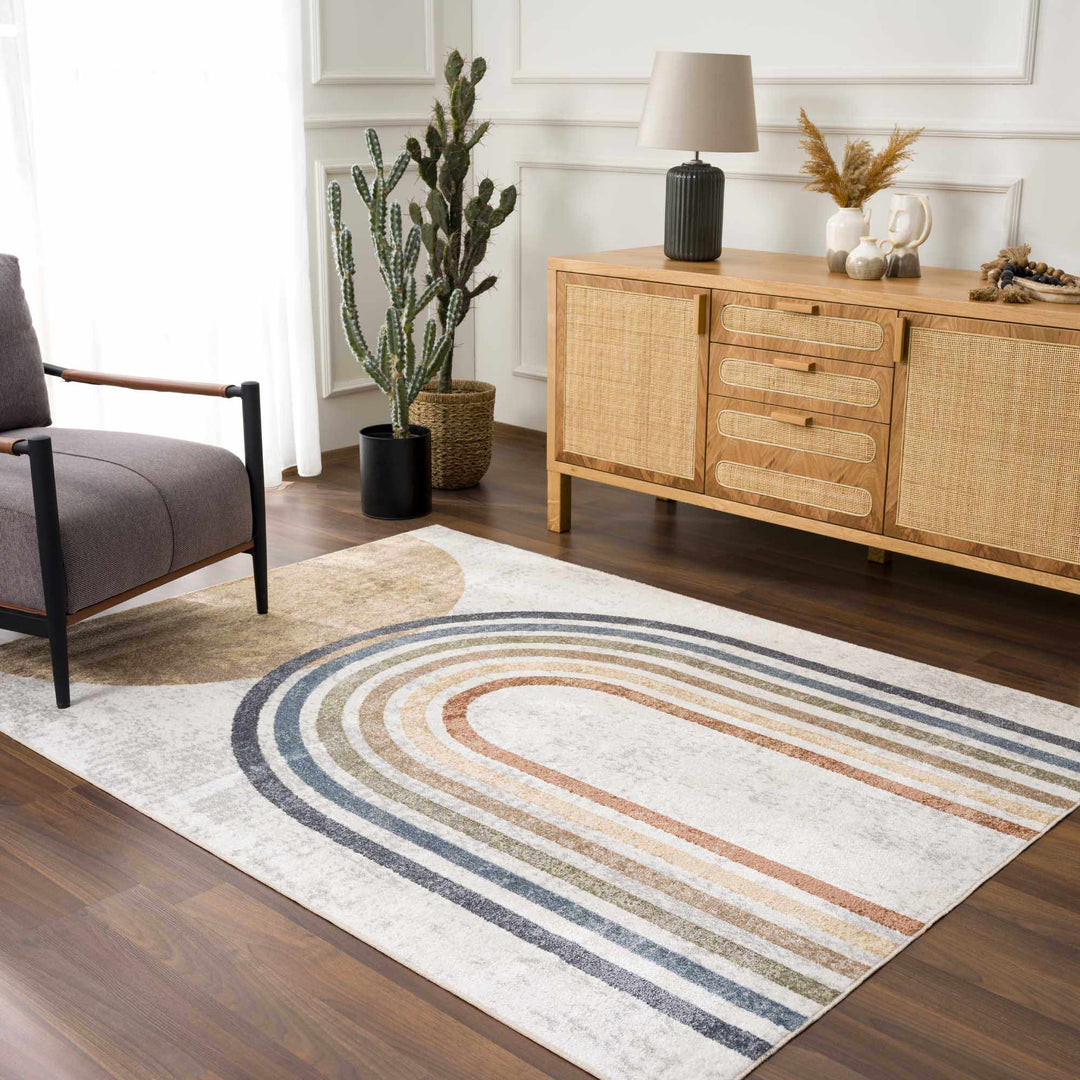 Vibrant Colorful Rainbow Design Kids Room Machine Washable Rug - The Rug Decor