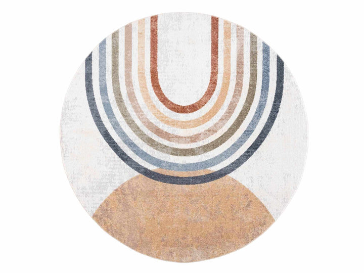 Vibrant Colorful Rainbow Design Kids Room Machine Washable Rug - The Rug Decor