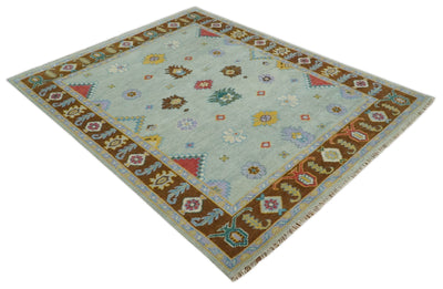 Vibrant Colorful Silver and Brown Traditional Floral Hand knotted 8x10 wool Area Rug - The Rug Decor