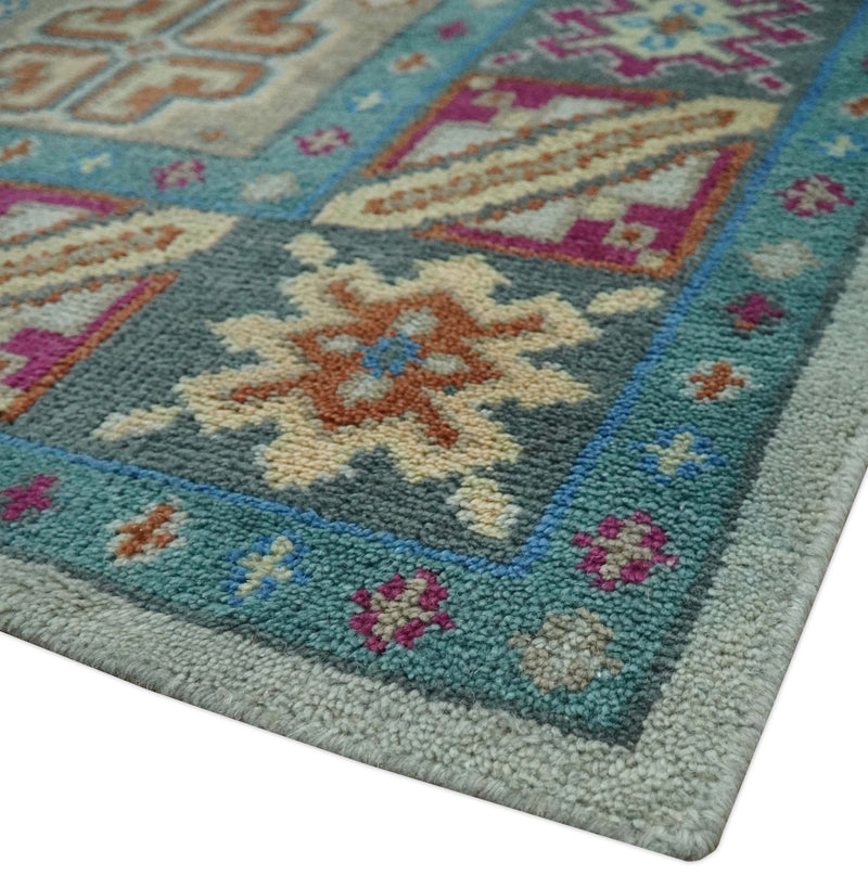 Vibrant Colorful Silver, Beige, Blue and Brown Traditional Heriz Multi Size wool Area Rug - The Rug Decor