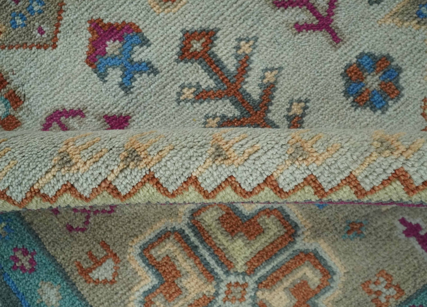 Vibrant Colorful Silver, Beige, Blue and Brown Traditional Heriz Multi Size wool Area Rug - The Rug Decor