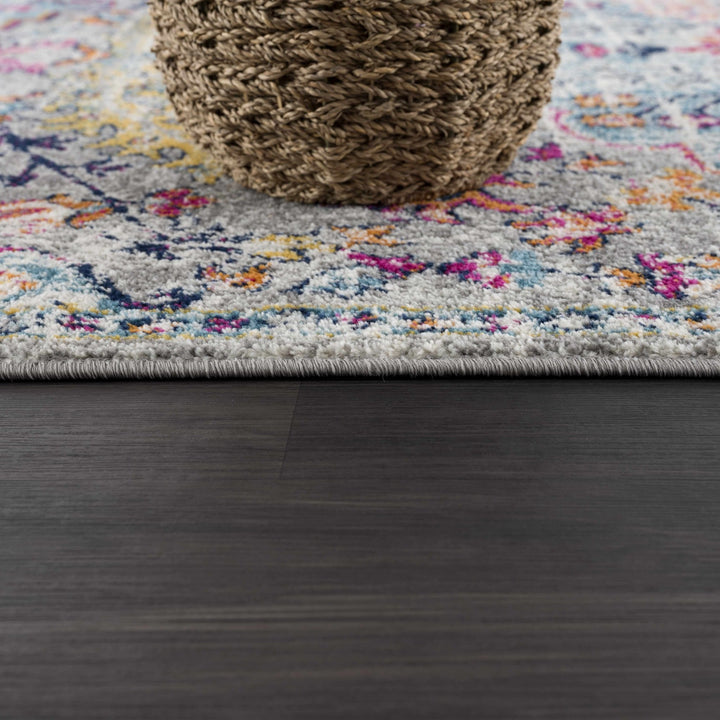 Vibrant Colorful Teal, Gray, Pink and Rust Medallion Design Area Rug - The Rug Decor