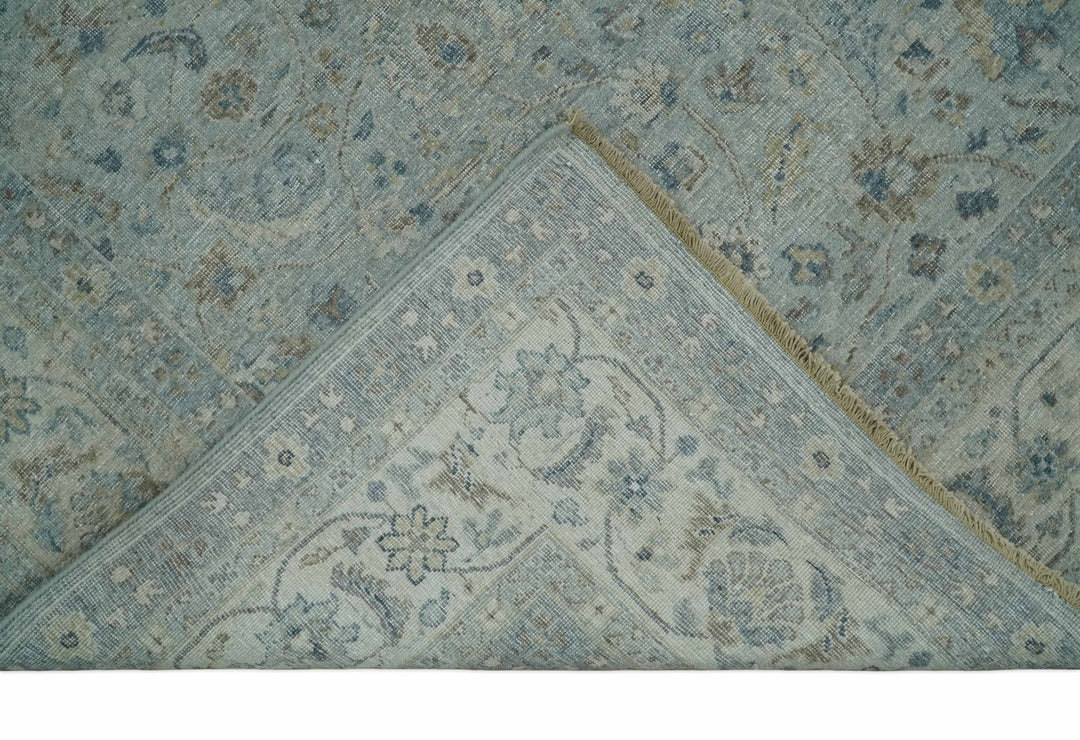 Vintage 6x9, 8x10 and 9x12 Hand Knotted Traditional Silver, brown and Beige Antique Textured Low Pile Distressed Wool Rug | TRD53114 - The Rug Decor