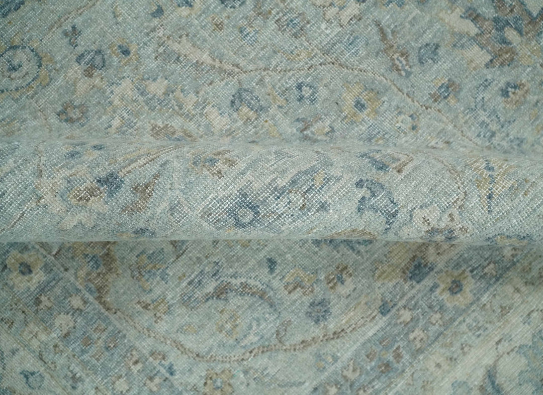 Vintage 6x9, 8x10 and 9x12 Hand Knotted Traditional Silver, brown and Beige Antique Textured Low Pile Distressed Wool Rug | TRD53114 - The Rug Decor