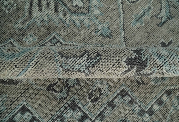 Vintage Distressed 3X5, 4X6, 5x8, 6x9, 8x10, 9x12 Hand Knotted Heriz Serapi Taupe and Ivory Traditional Antique Persian Area Rug | TRD2781 - The Rug Decor