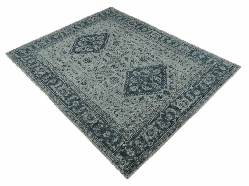 Vintage Distressed 3X5, 4X6, 5x8, 6x9, 8x10, 9x12 Hand Knotted Serapi Silver and Gray Traditional Antique Persian Area Rug | TRD2277 - The Rug Decor
