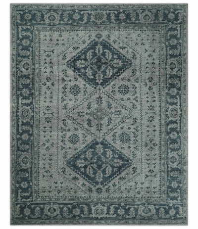 Vintage Distressed 3X5, 4X6, 5x8, 6x9, 8x10, 9x12 Hand Knotted Serapi Silver and Gray Traditional Antique Persian Area Rug | TRD2277 - The Rug Decor