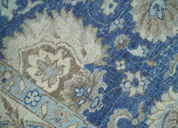 Vintage Hand Knotted 2x4 Blue, Ivory and Gray Traditional Oxidized Textured Persian Low Pile Wool Rug | N3424 - The Rug Decor