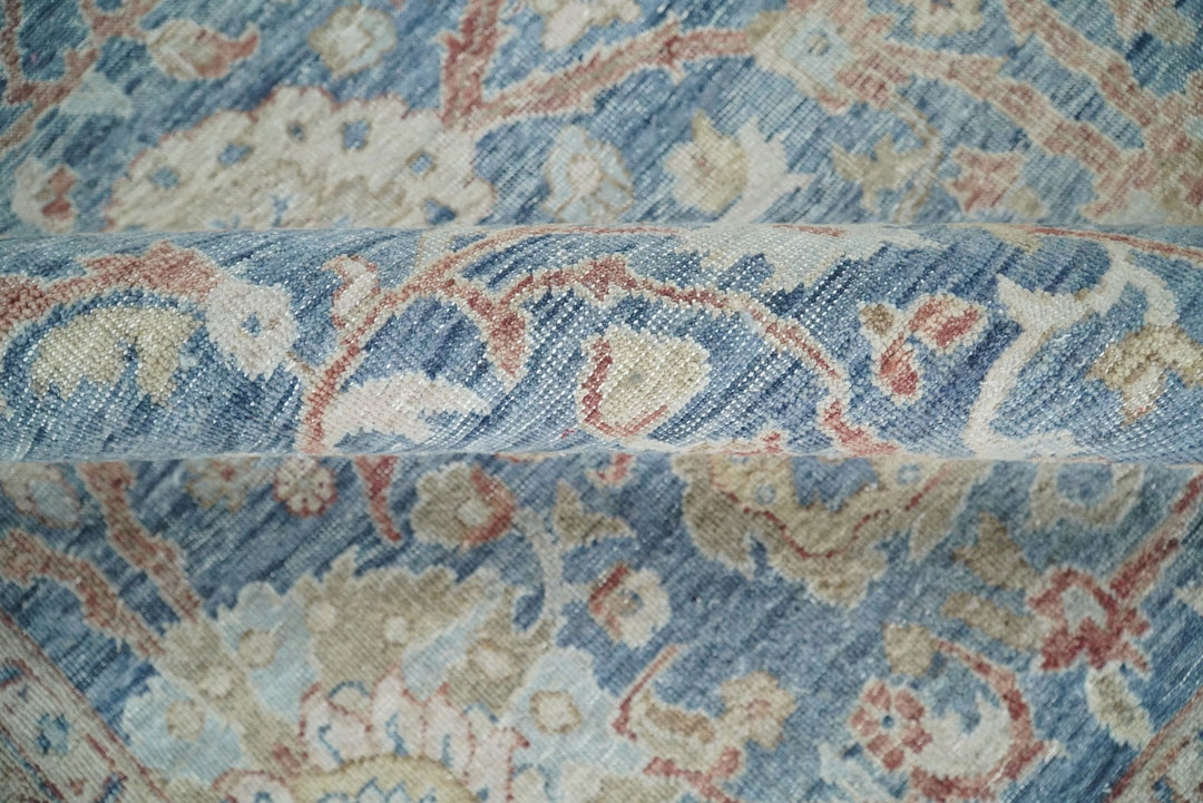 Vintage Hand Knotted 8x10 Blue and Beige Traditional Oxidized Textured Persian Low Pile Wool Rug | TRD2600810 - The Rug Decor