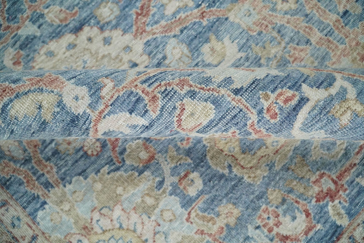 Vintage Hand Knotted 8x10 Blue and Beige Traditional Oxidized Textured Persian Low Pile Wool Rug | TRD2600810 - The Rug Decor