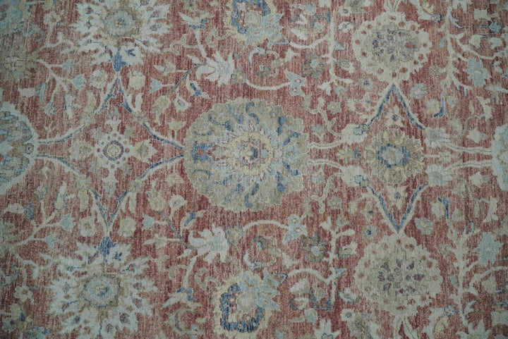 Oxidized Rust Rug Vintage Hand Knotted 8x10 Rust and Blue Traditional Oxidized Textured ...