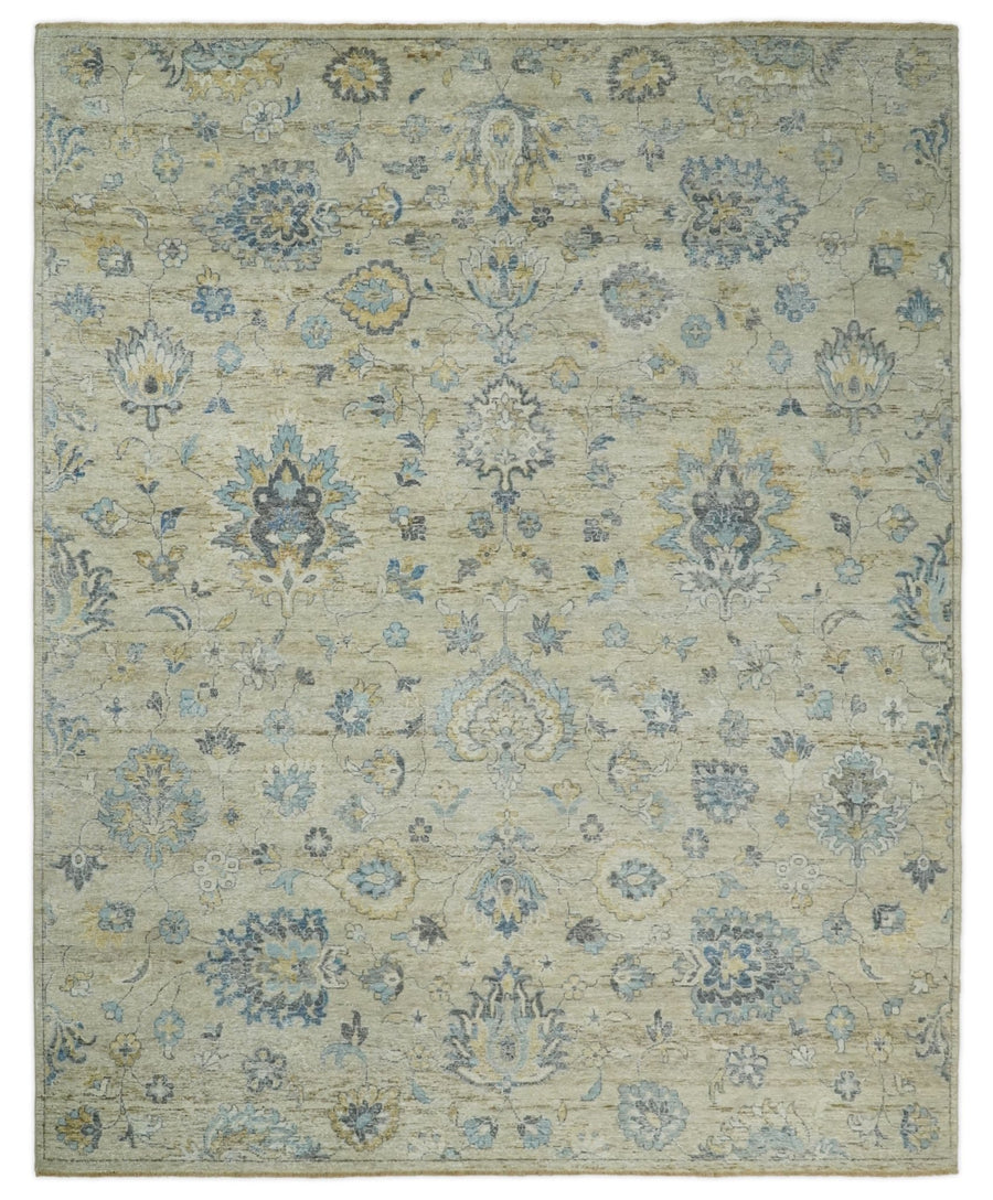 Vintage Hand Knotted 8x10 Traditional Oxidized Textured Low Pile Beige Wool Rug | TRD2072810 - The Rug Decor