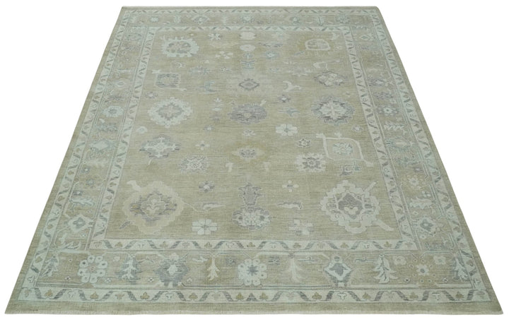 Vintage Style Antique Finish Hand Knotted Camel, Ivory and Charcoal Traditional Oushak Multi Size Wool Area Rug - The Rug Decor