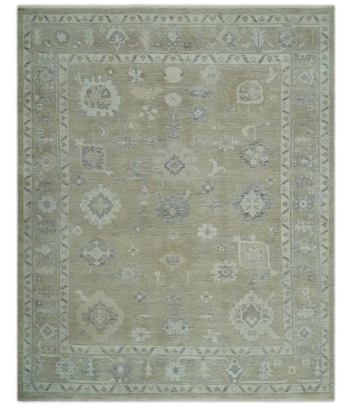 Vintage Style Antique Finish Hand Knotted Camel, Ivory and Charcoal Traditional Oushak Multi Size Wool Area Rug - The Rug Decor