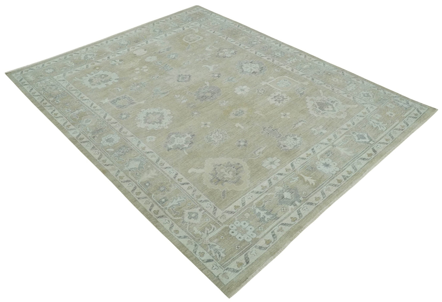 Vintage Style Antique Finish Hand Knotted Camel, Ivory and Charcoal Traditional Oushak Multi Size Wool Area Rug - The Rug Decor
