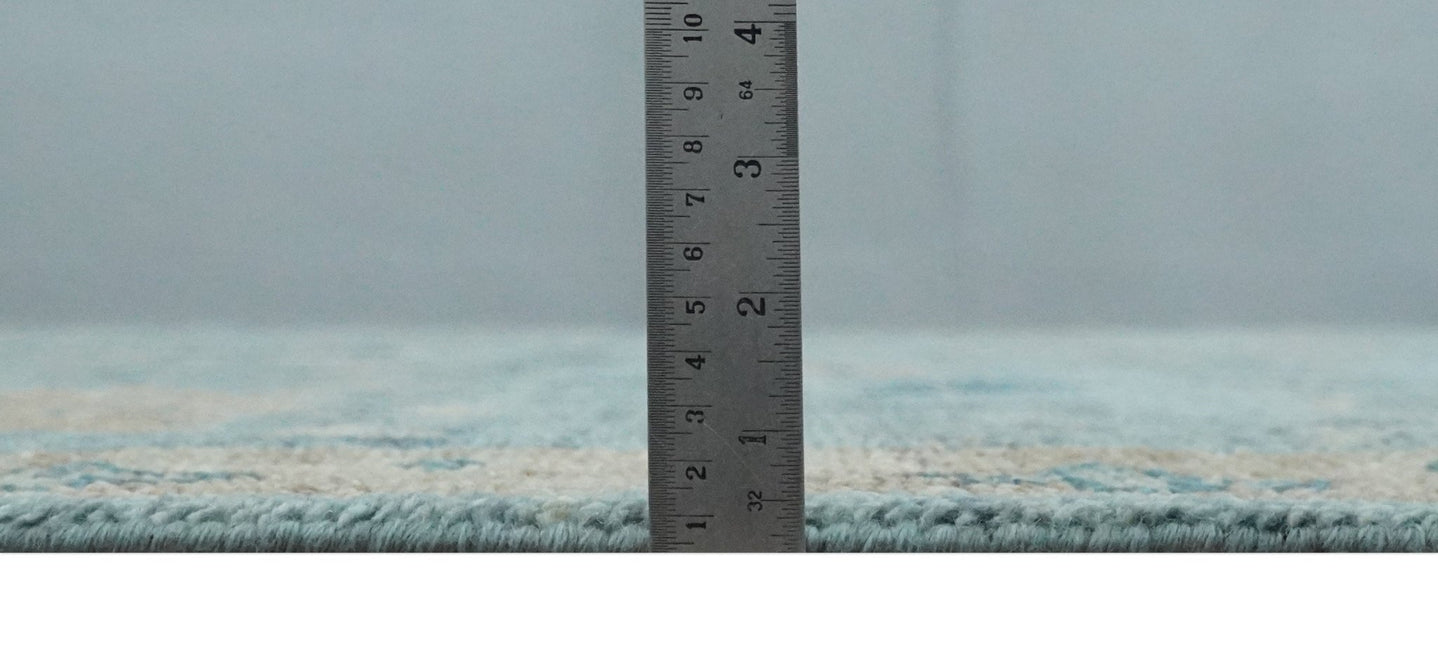 Vintage Style Light Blue and Brown Hand knotted Oushak Multi Size wool Area Rug - The Rug Decor