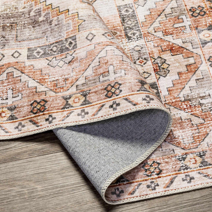 Rust And Ivory Check Rug Vintage Style Rust, Ivory, Charcoal and Gold Traditional Heriz Rug