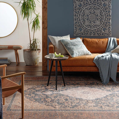 Vintage Style Traditional Floral Ivory, Charcoal, Tan and Rust washable Turkish Design Rug - The Rug Decor