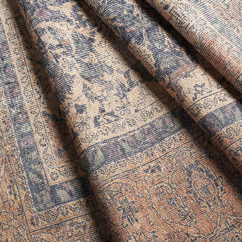Vintage Style Traditional Floral Ivory, Charcoal, Tan and Rust washable Turkish Design Rug - The Rug Decor