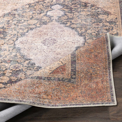 Vintage Style Traditional Floral Ivory, Charcoal, Tan and Rust washable Turkish Design Rug - The Rug Decor