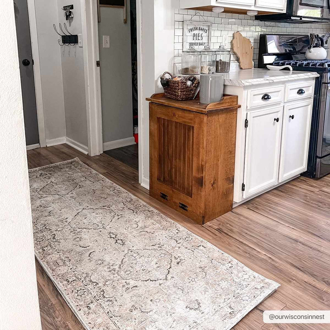 Vintage Style Traditional medallion Machine woven Rust, Charcoal and Silver Machine Washable Turkish Rug - The Rug Decor