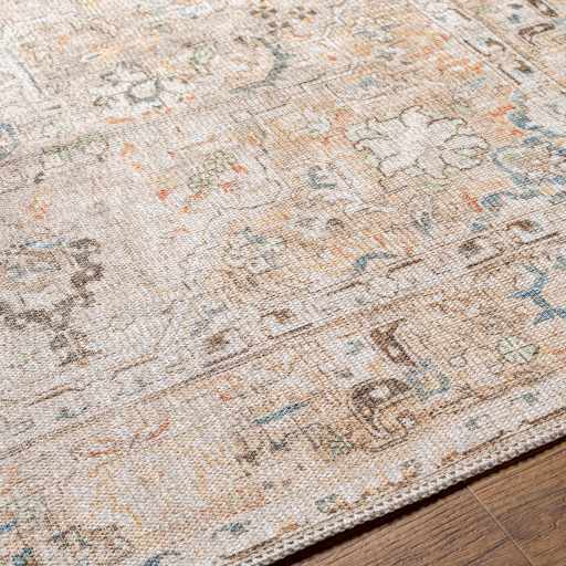 Vintage Style Traditional medallion Machine woven Rust, Charcoal and Silver Machine Washable Turkish Rug - The Rug Decor