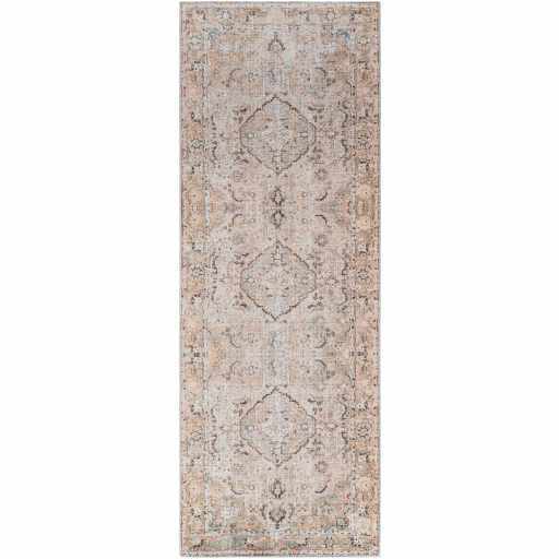 Vintage Style Traditional medallion Machine woven Rust, Charcoal and Silver Machine Washable Turkish Rug - The Rug Decor