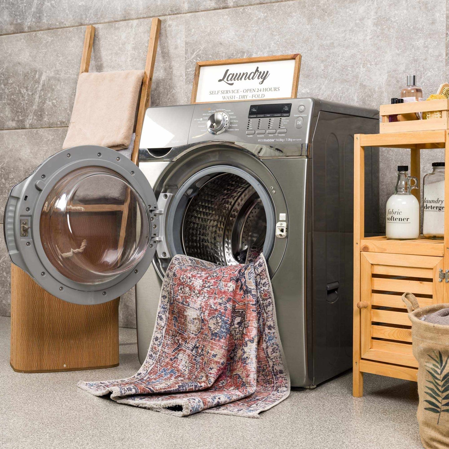 Vintage Style Turkish Antique Red, Brown and Blue Machine Washable Multi Size Area Rug - The Rug Decor